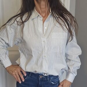 Burberry  designer classic Striped White Cream Classic Button Down 10